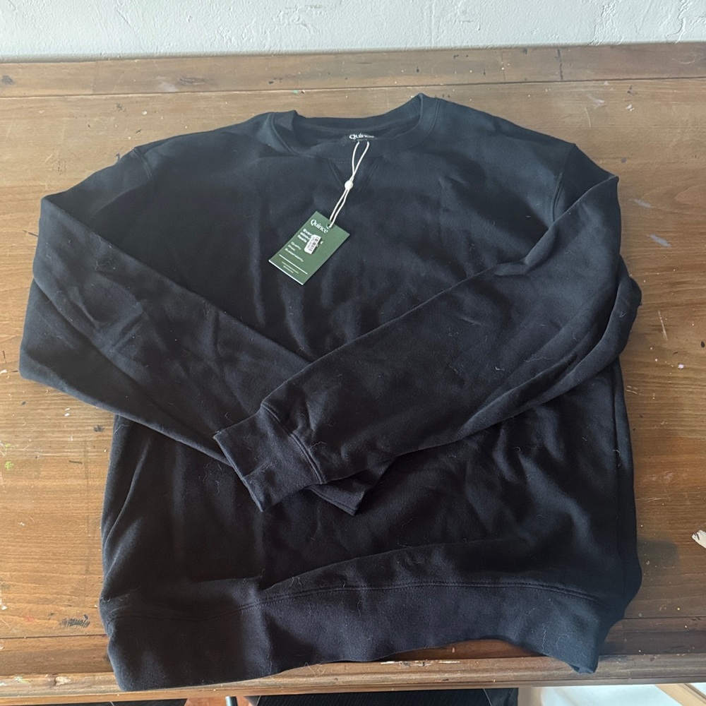 Quince Classic Black Crewneck Sweater L